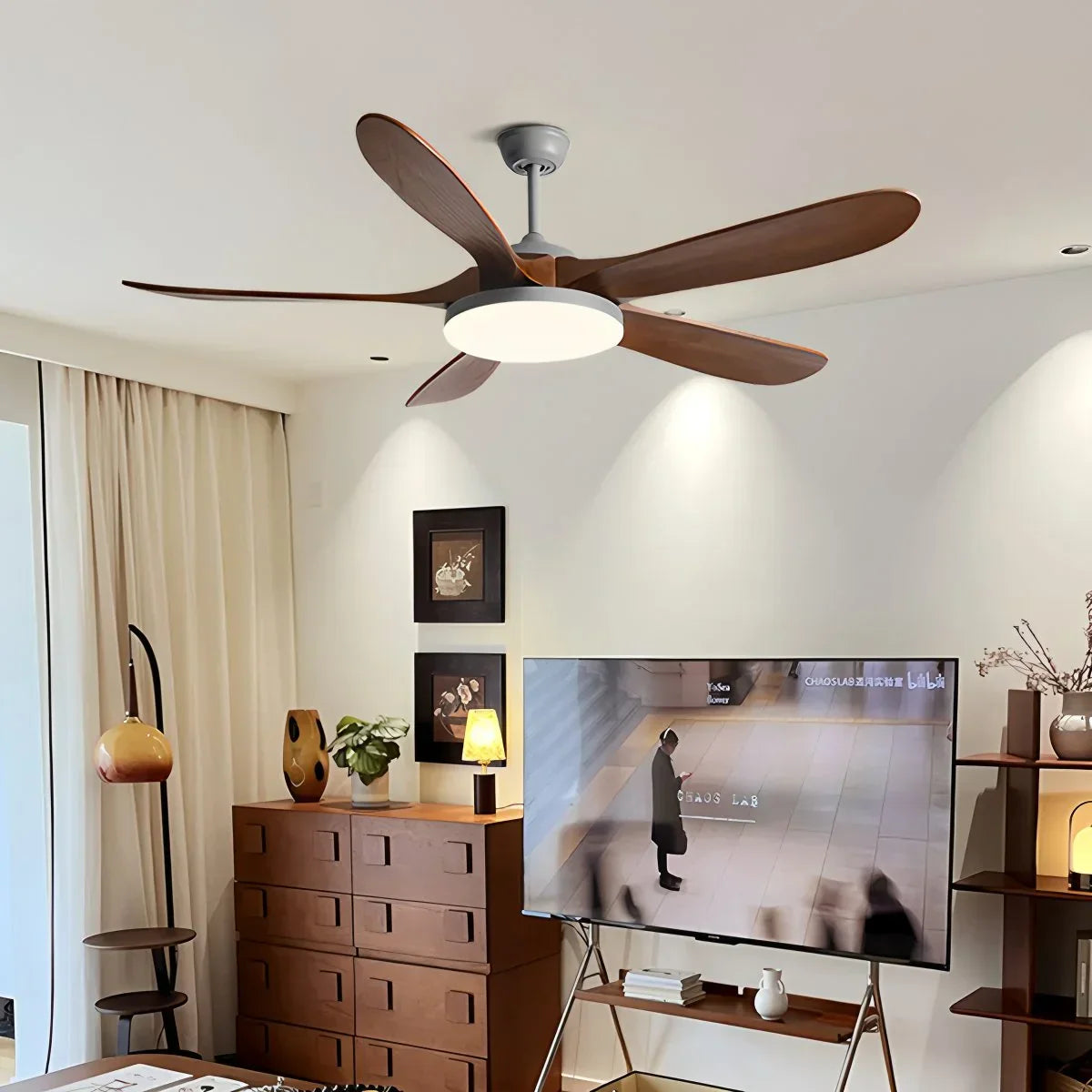 Ventilador de techo de madera de 5 hojas con luz | Lersk