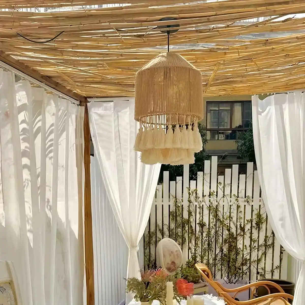 Boho Vintage Twine Fringe Pendant Light | Lersk