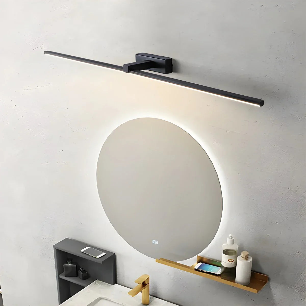 Aplique de pared lineal para baño con espejo | Lersk