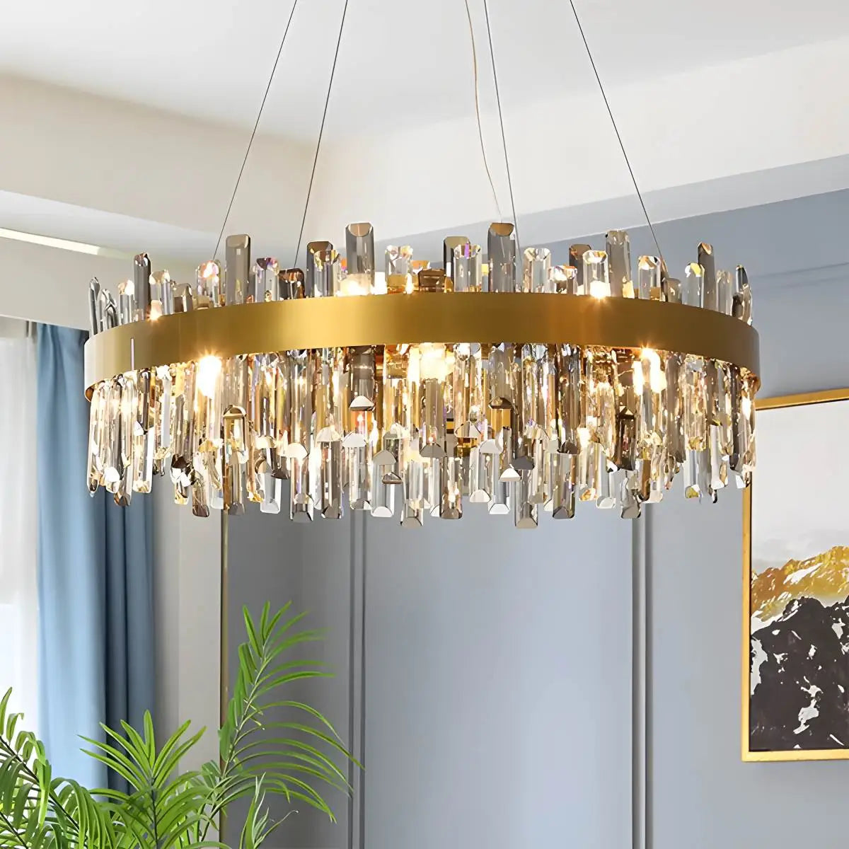 Lámpara de araña de cristal ovalada redonda | Lersk
