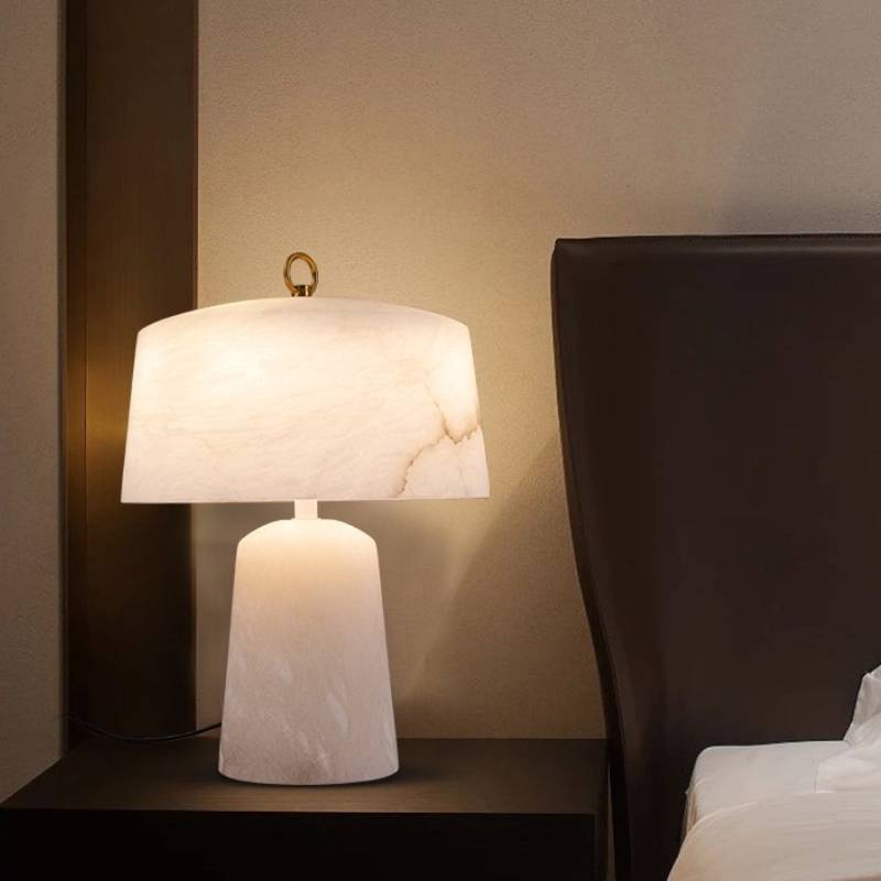 Alabaster Table Lamp For Modern Bedside Lighting In Elegant Interiors | Lersk