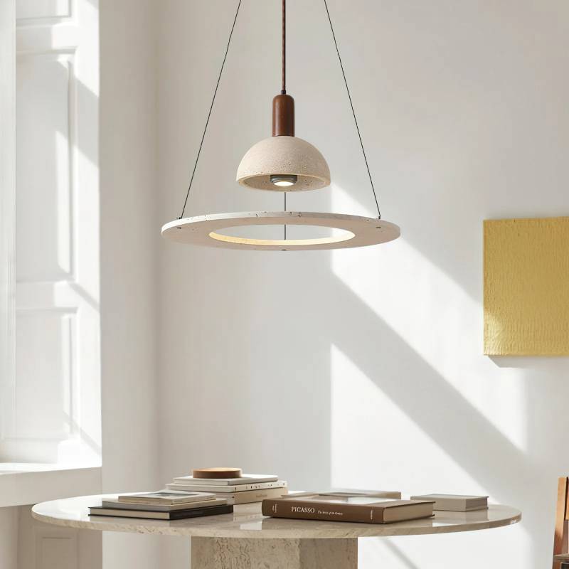 Travertine Modern Pendant Light With Designer Stone Chandelier For Dining And Living Rooms | Lersk