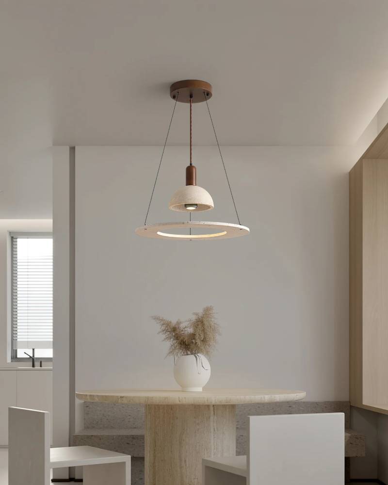 Travertine Modern Pendant Light With Designer Stone Chandelier For Dining And Living Rooms | Lersk