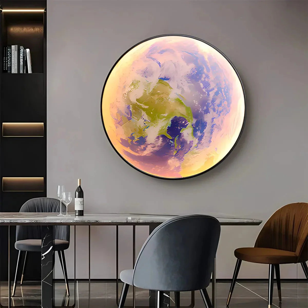 Nástěnná lampa s uměleckou malbou Měsíc/Země | Lersk