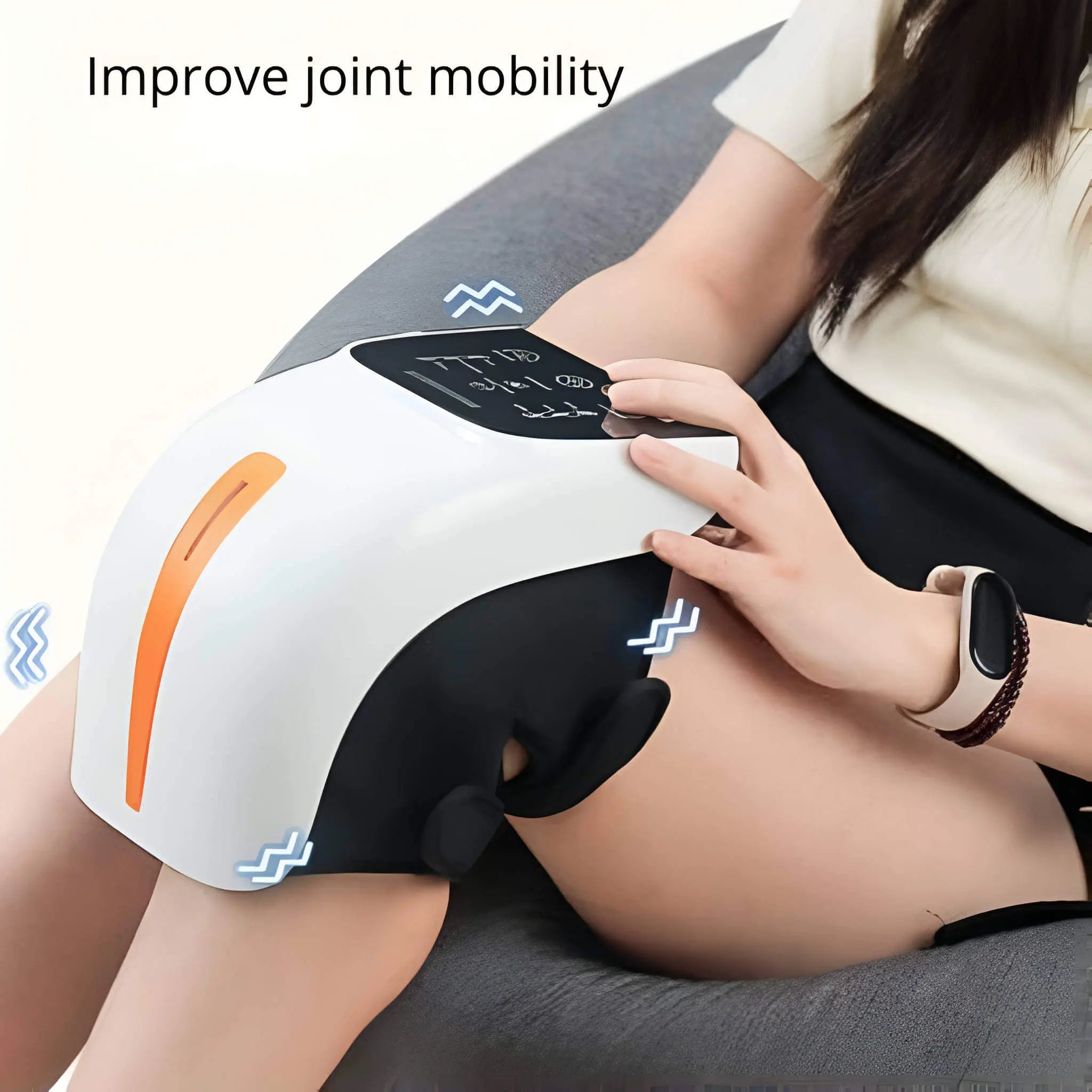 Appareil de massage pour genoux avec pétrissage par airbag, thérapie par chaleur et lumière rouge pour usage domestique | Lersk
