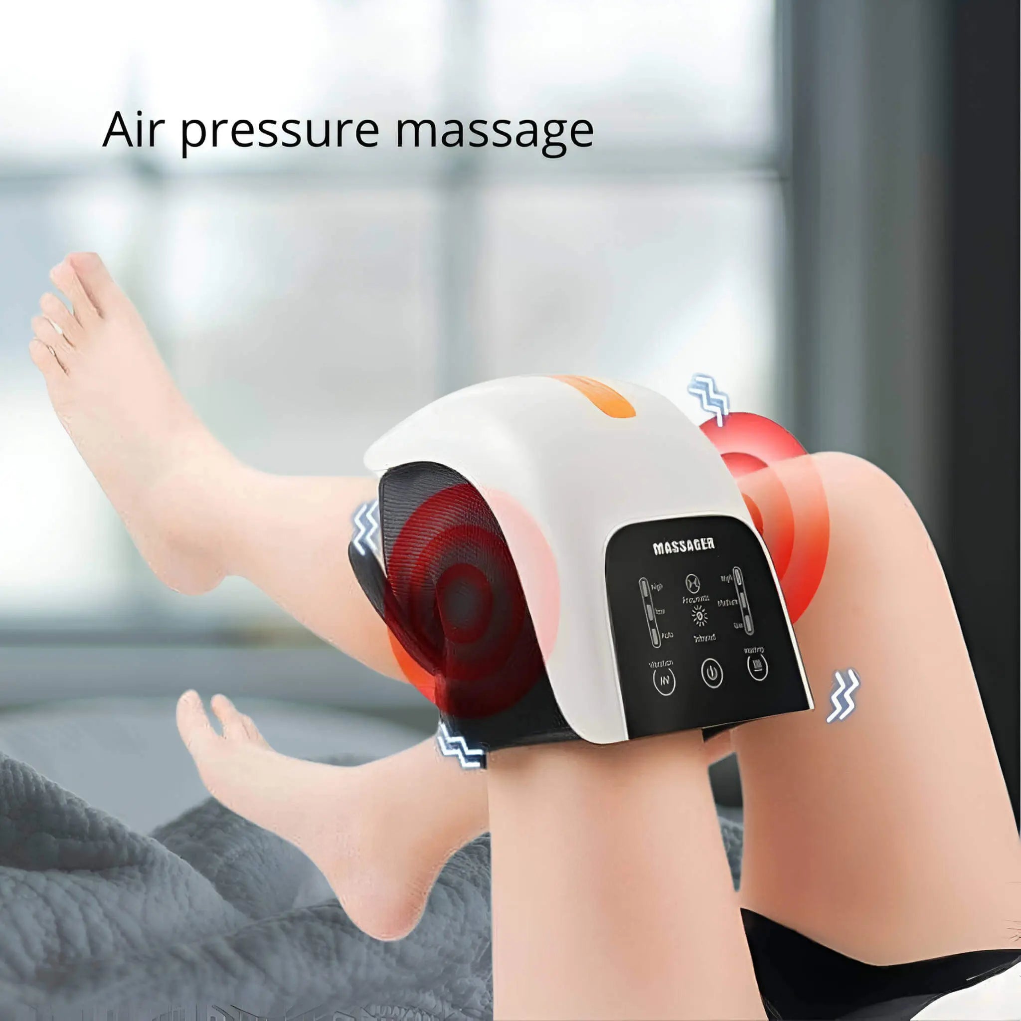 Appareil de massage pour genoux avec pétrissage par airbag, thérapie par chaleur et lumière rouge pour usage domestique | Lersk