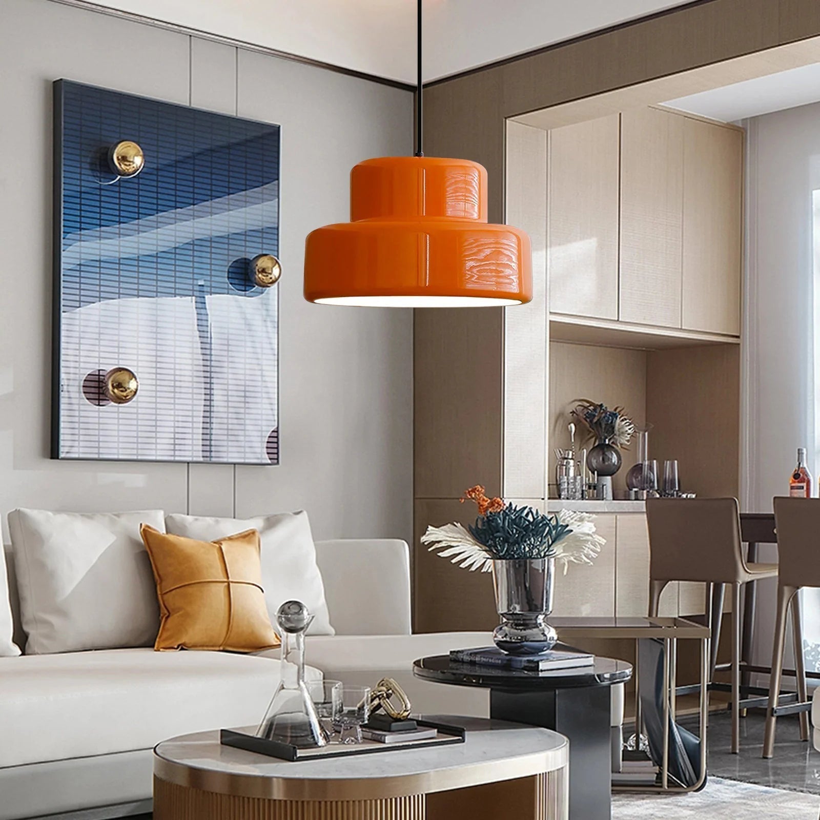AuroraOrbit Orange Bauhaus Pendelleuchte für Esszimmer | Lersk