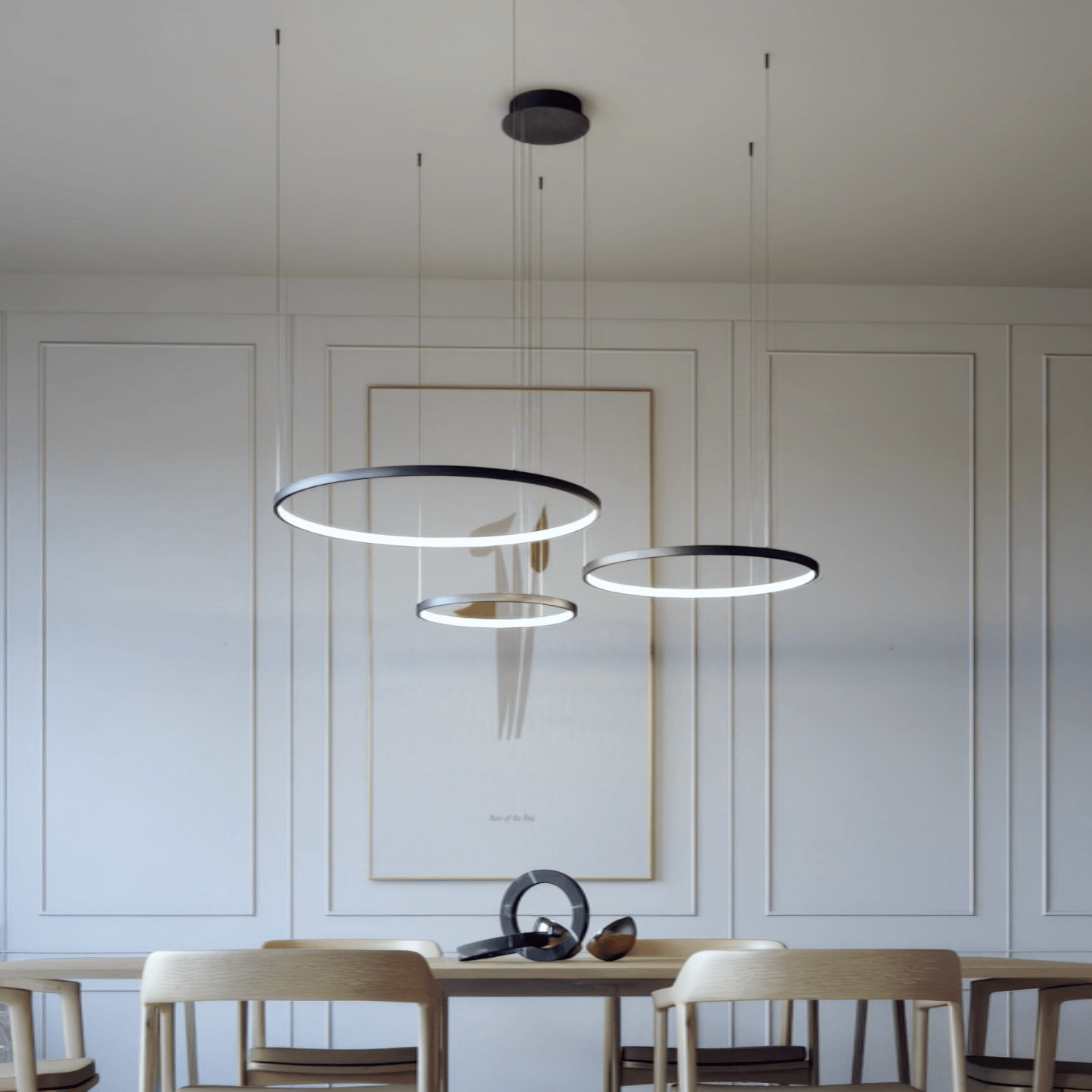 AureaHalo LED Three-Ring Pendant Light with Remote Control | Lersk