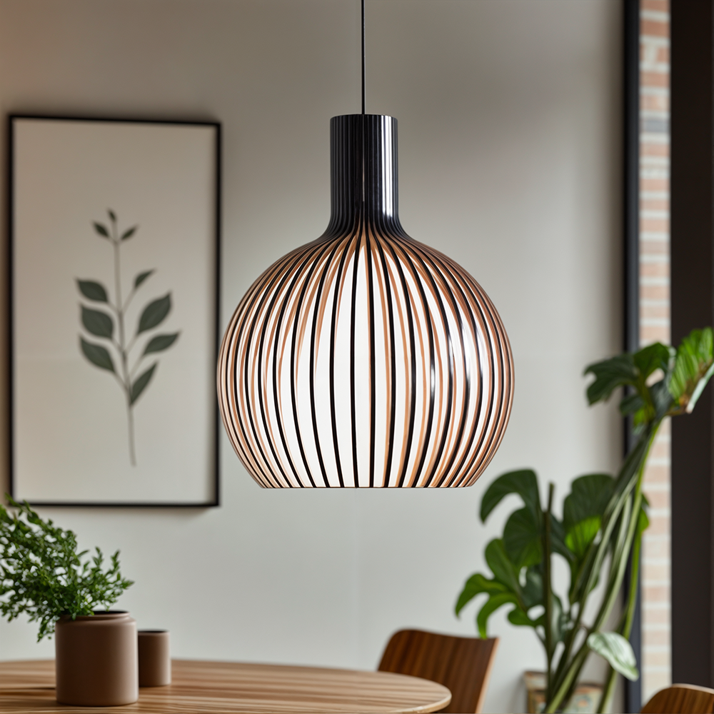 Závěsná lampa FjordLoom Wood Cage s nastavitelným kabelem | Lustr ve tvaru klece na ptáky | Lersk