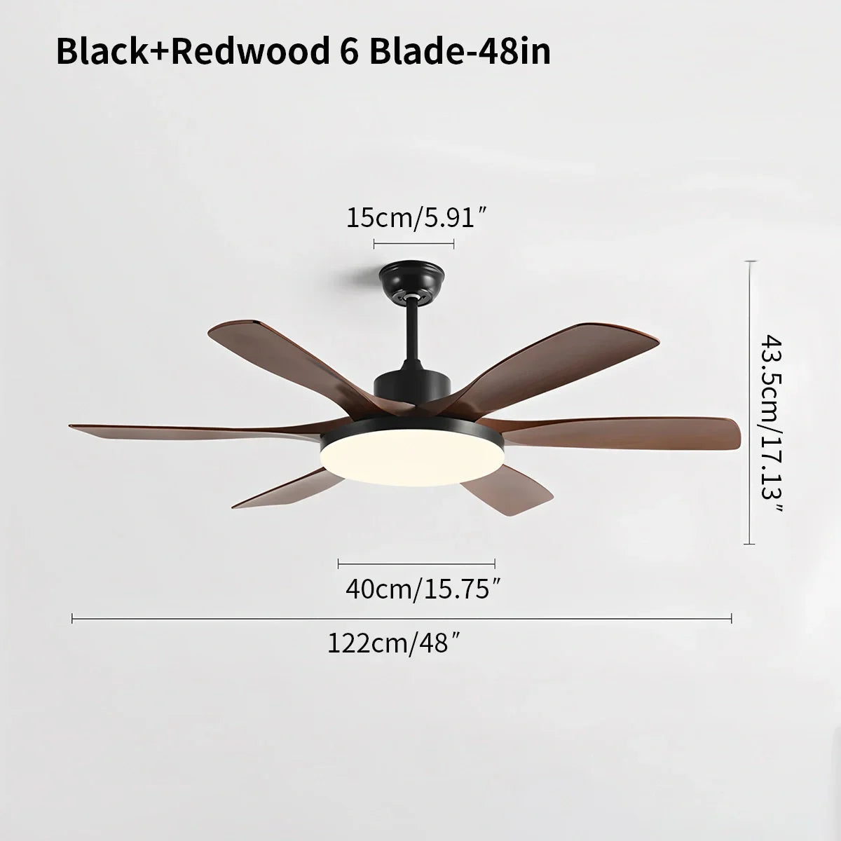 Ventilador de techo de 6 aspas para sala de estar con luz | Lersk