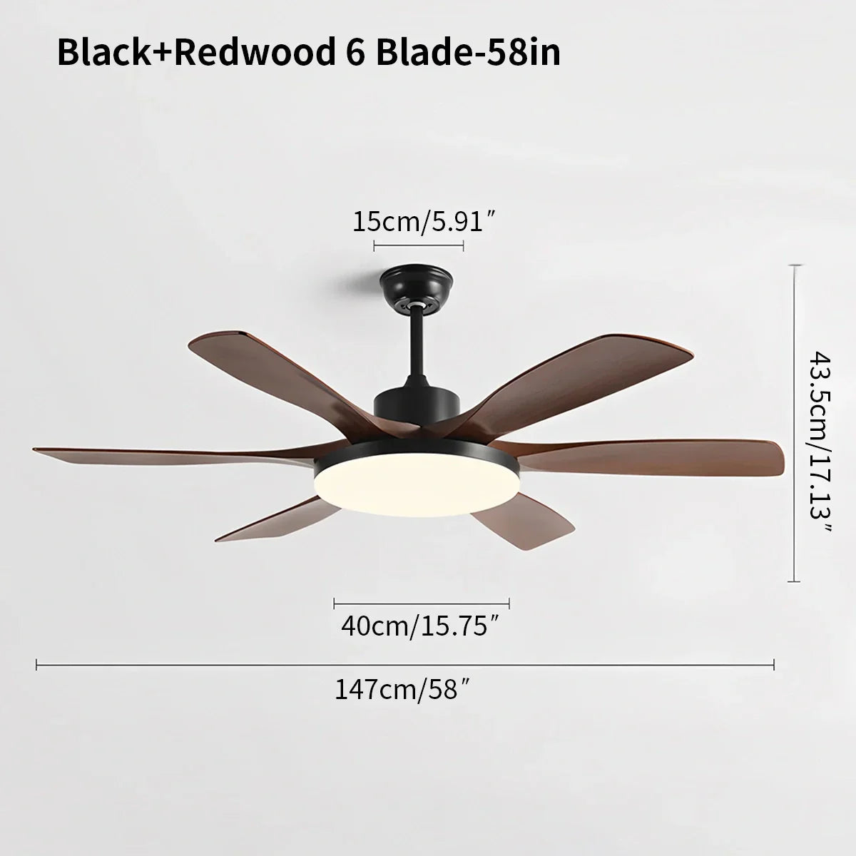 Ventilador de techo de 6 aspas para sala de estar con luz | Lersk