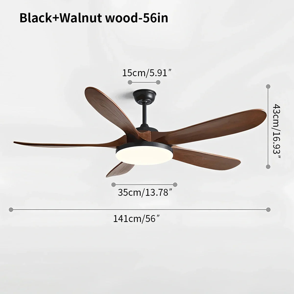 Ventilador de techo de madera de 5 hojas con luz | Lersk