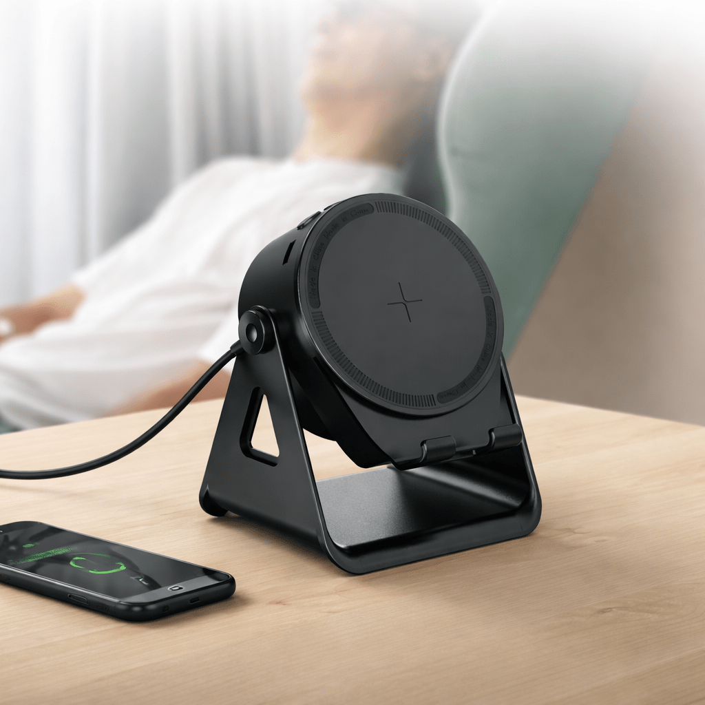 Telefonhalter mit Bluetooth-Lautsprecher und induktiver Powerbank zum Aufladen | Lersk