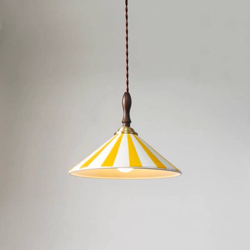 Striped Pendant Light – Retro Cone Ceiling Fixture For Dining And Living Spaces | Lersk