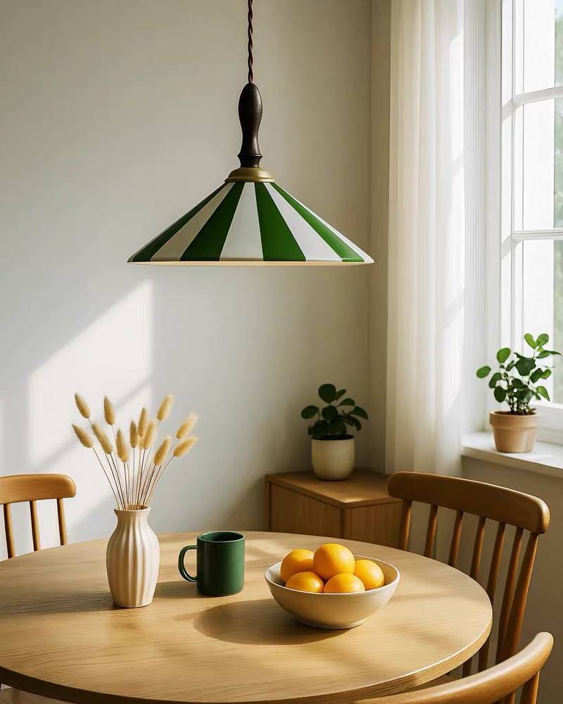 Striped Pendant Light – Retro Cone Ceiling Fixture For Dining And Living Spaces | Lersk