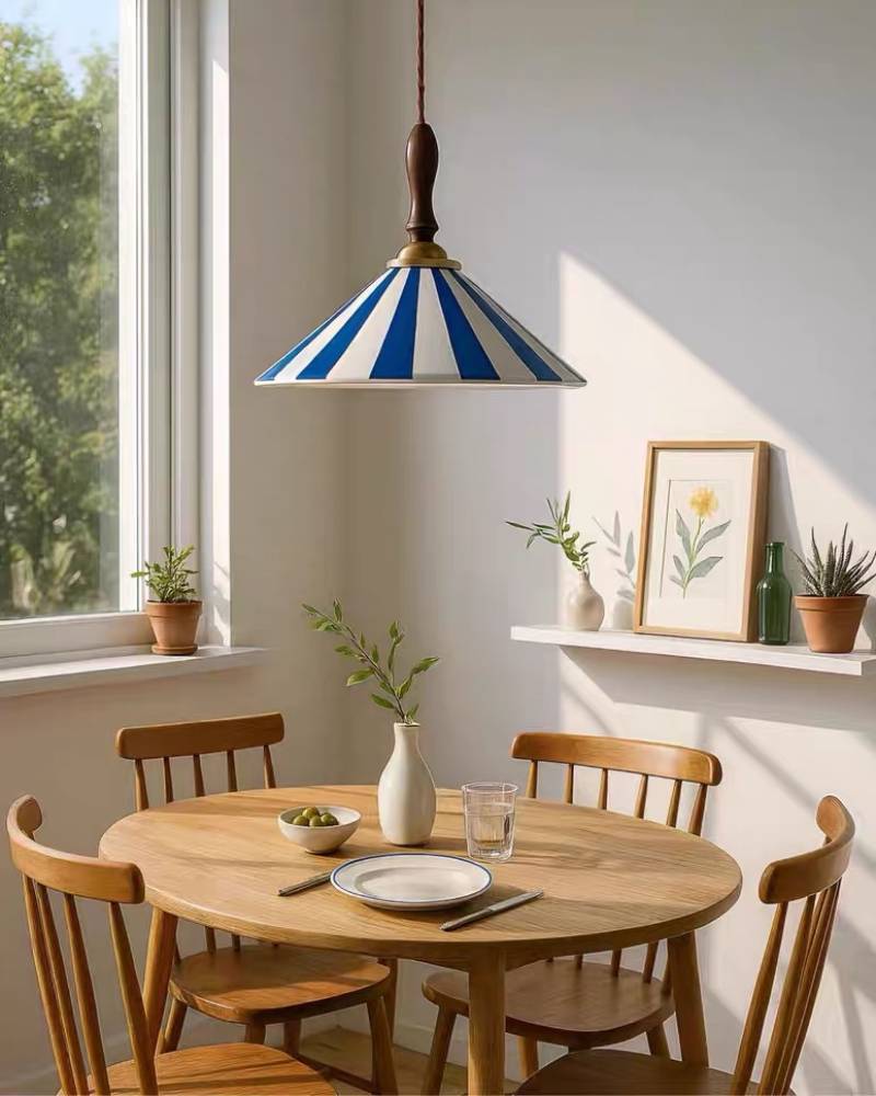 Striped Pendant Light – Retro Cone Ceiling Fixture For Dining And Living Spaces | Lersk