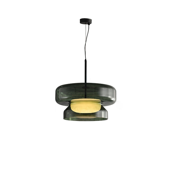 NovaLume | Lampada a sospensione in vetro soffiato con silhouette organica a due volumi | Lersk