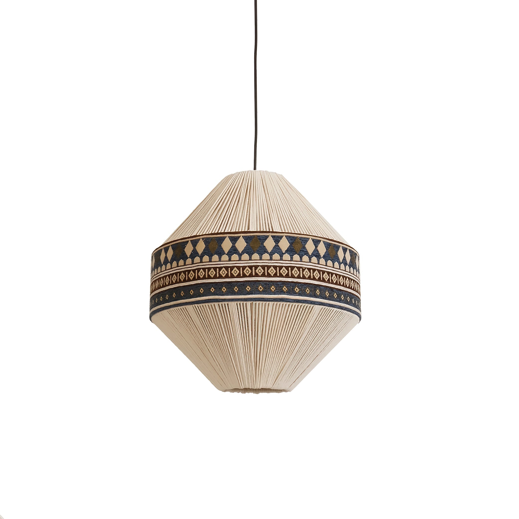 Závěsná lampa Astraea Boho s třásněmi a geometrickým vzorem | Lersk