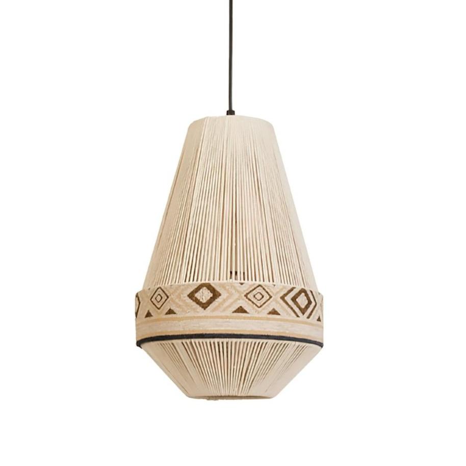 Závěsná lampa Astraea Boho s třásněmi a geometrickým vzorem | Lersk
