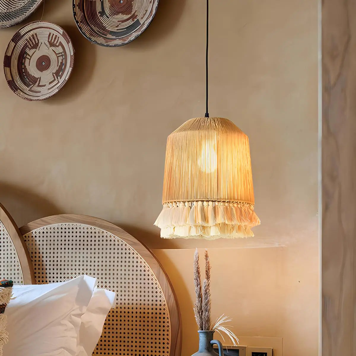 Boho Vintage Twine Fringe Pendant Light | Lersk