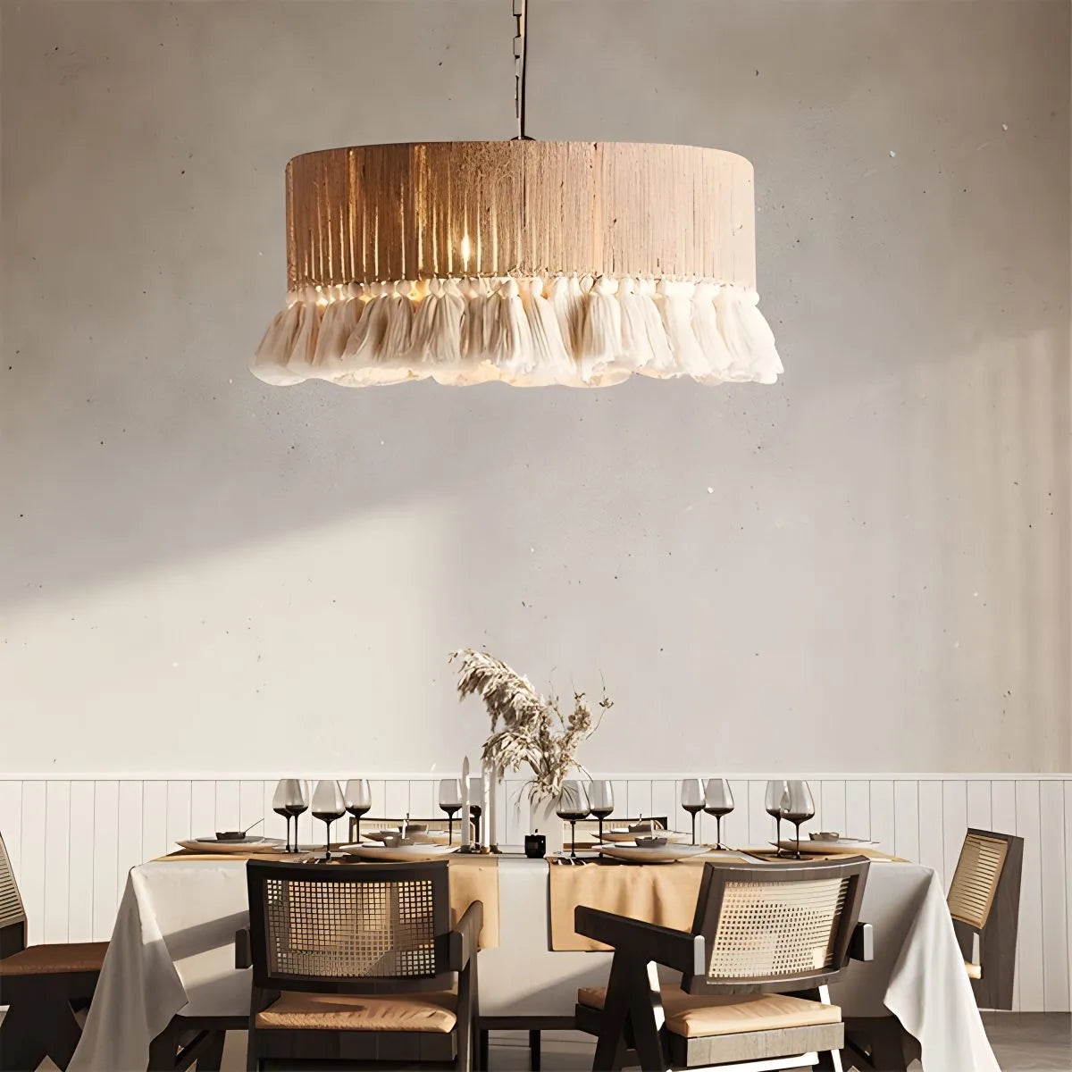 Boho Vintage Twine Fringe Pendant Light | Lersk