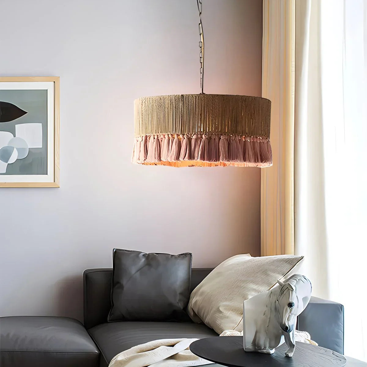 Boho Vintage Twine Fringe Pendant Light | Lersk