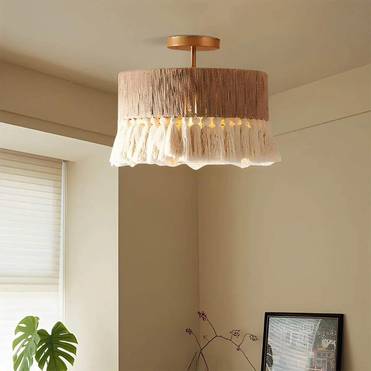 Boho Vintage Twine Fringe Pendant Light | Lersk