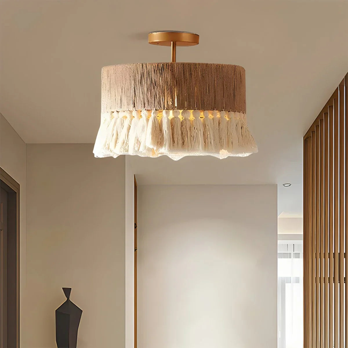 Boho Vintage Twine Fringe Pendant Light | Lersk
