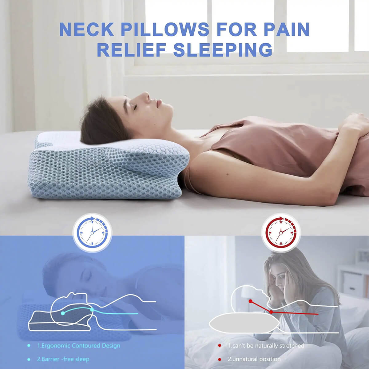 SomniCurve Cervical Memory Foam Pillow With Cooling Cover | Lersk