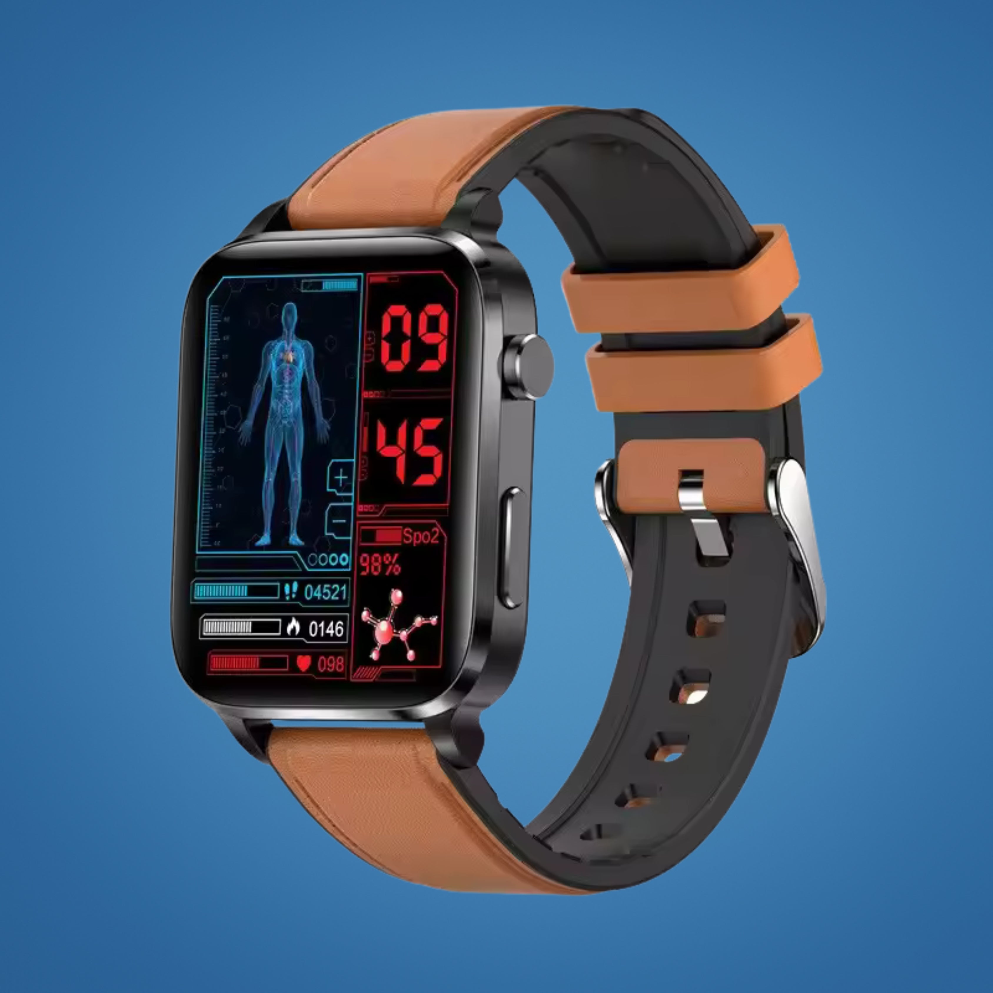 GlucoWell Nicht-invasive Diabetes-Smartwatch mit Blutzuckermonitor und HD-Display für schmerzfreies Glukose-Tracking bei Erwachsenen | Lersk