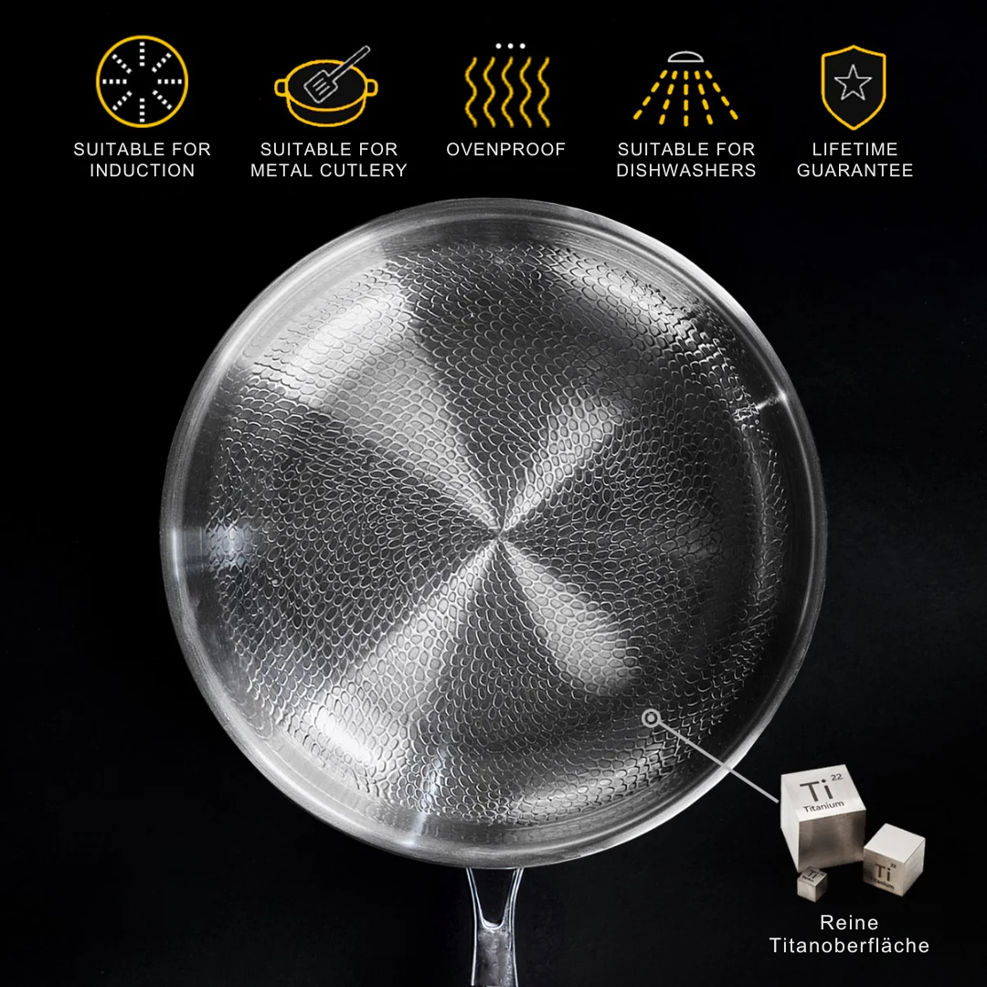 NovaTi Pure Titanium Interior Nonstick Frying Pan No Coatings Safe Cooking | Lersk