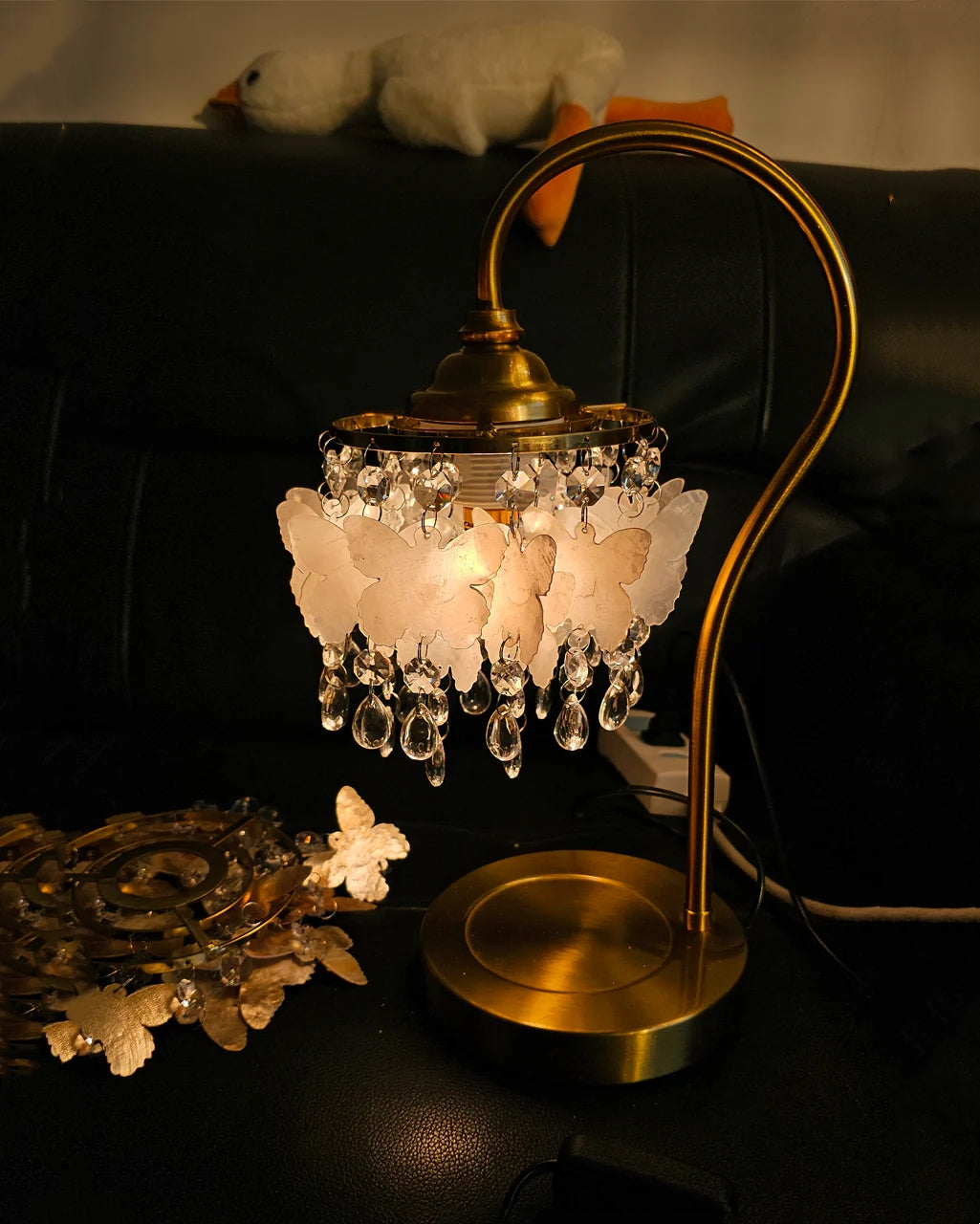 Crystal Table Lamp With Butterfly Detail - Decorative Statement Lighting | Lersk