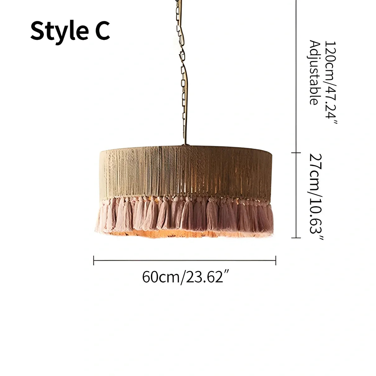 Boho Vintage Twine Fringe Pendant Light | Lersk
