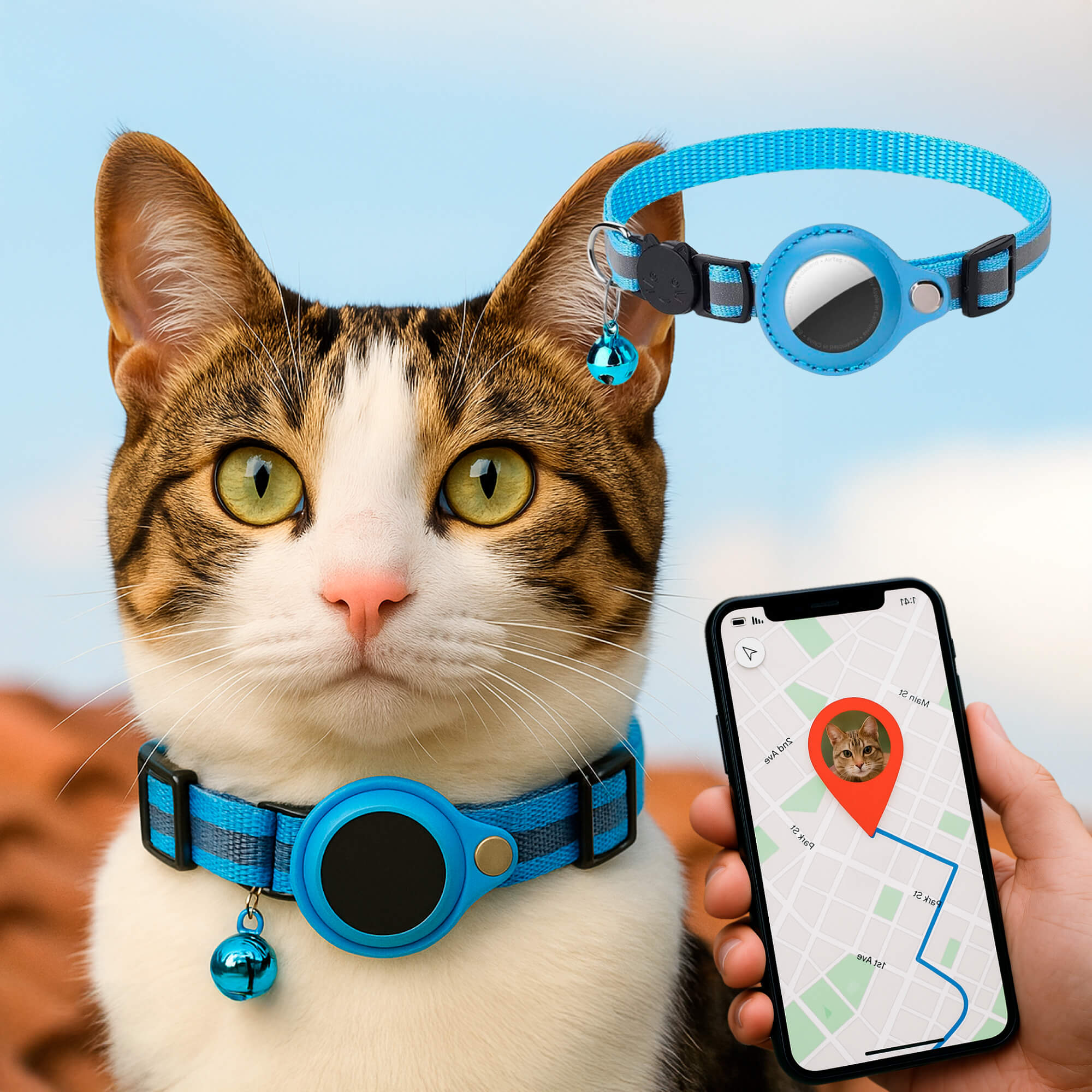 Collier GPS réfléchissant durable à libération rapide pour félins | Lersk