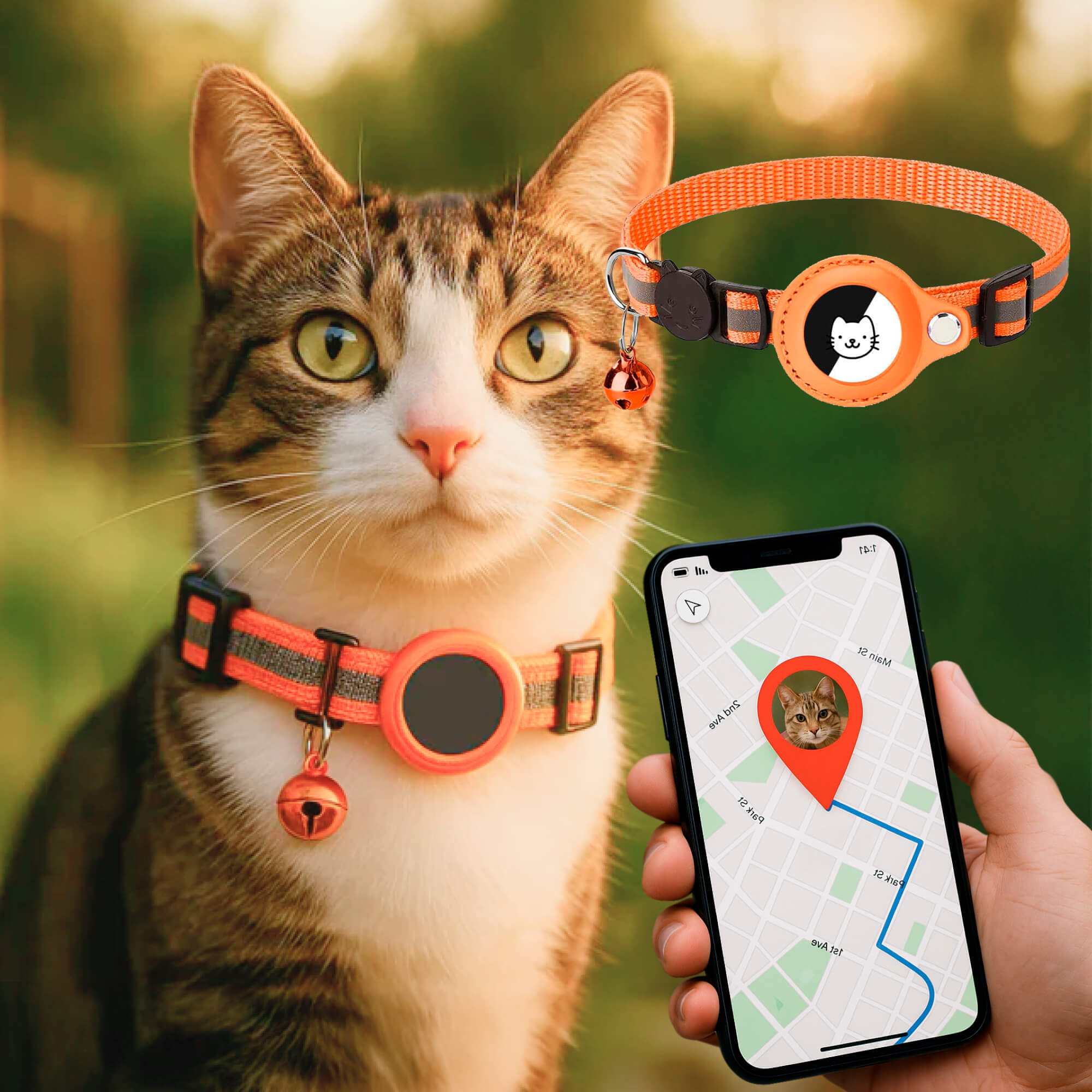 Collier GPS réfléchissant durable à libération rapide pour félins | Lersk