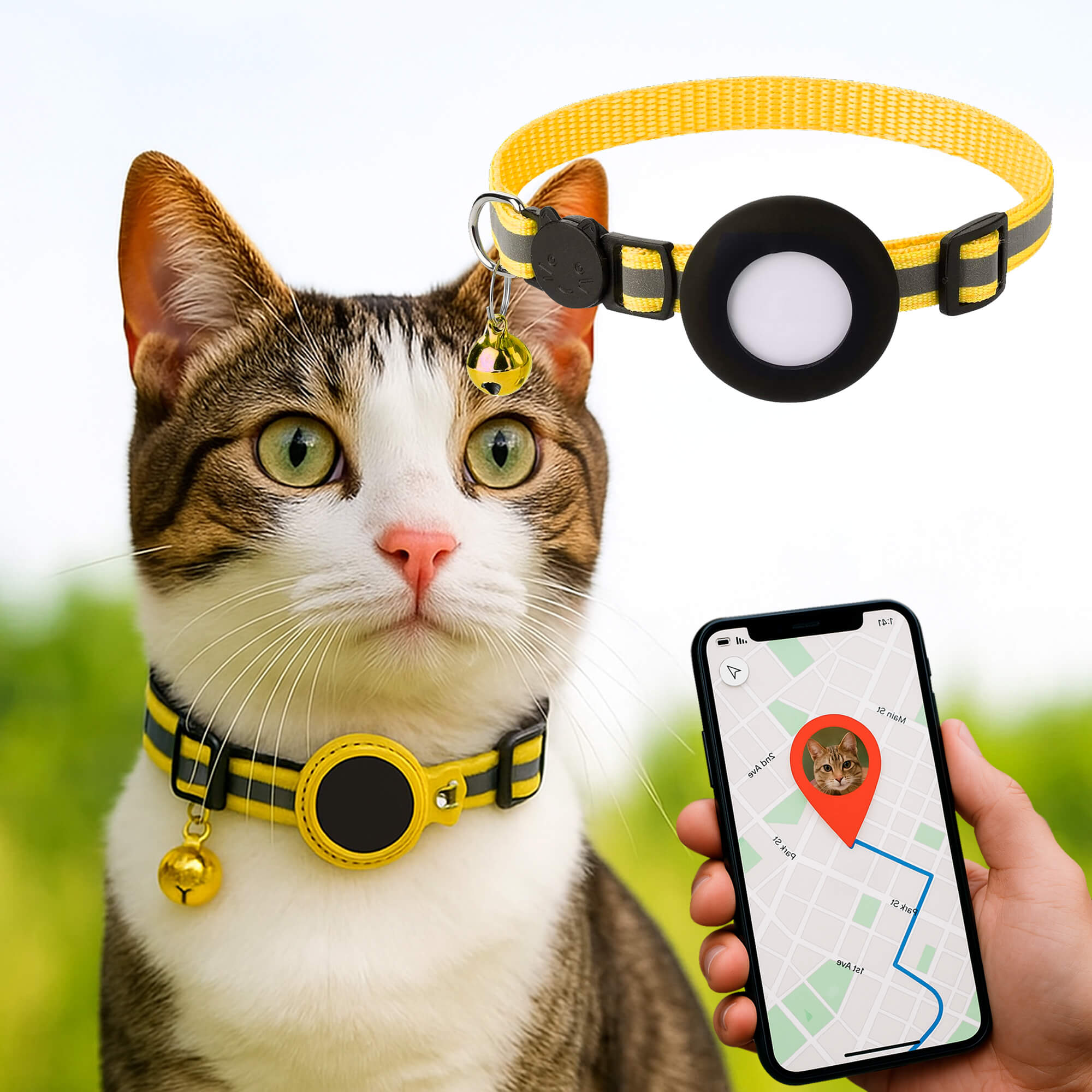 Collier GPS réfléchissant durable à libération rapide pour félins | Lersk
