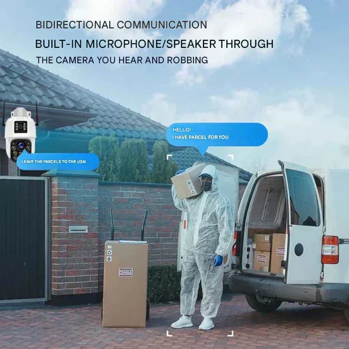 NovaGuard 4K solcelledrevet trådløst sikkerhedskamera med dobbelt linse, 10x zoom, 4G eller WiFi | Lersk