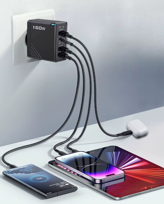 160W Multiport Hurtig Opladnings Vægadapter USB C Strømstation | Lersk