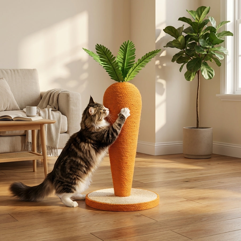 Tiragraffi a forma di carota in corda di sisal per gatti da casa | Lersk