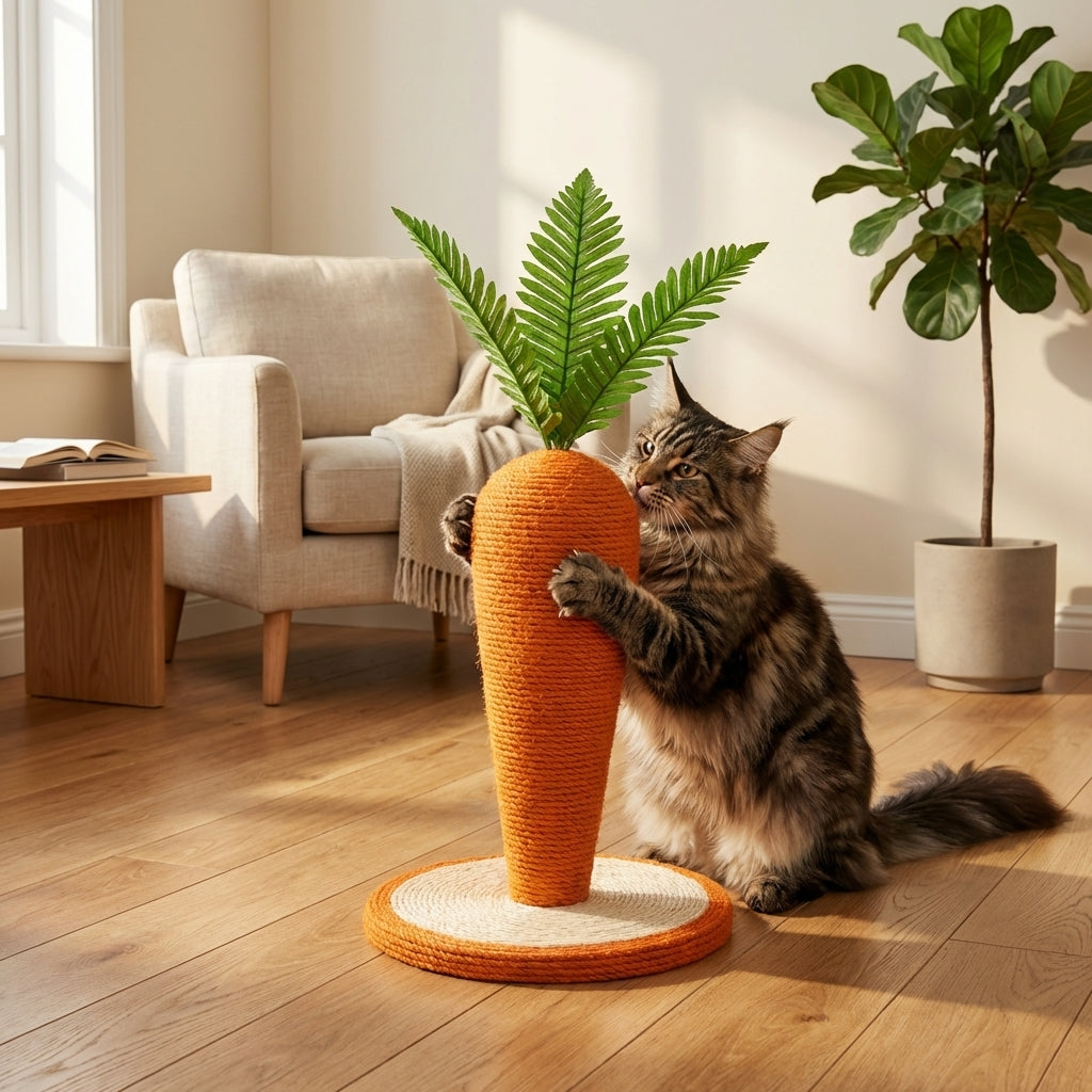 Tiragraffi a forma di carota in corda di sisal per gatti da casa | Lersk