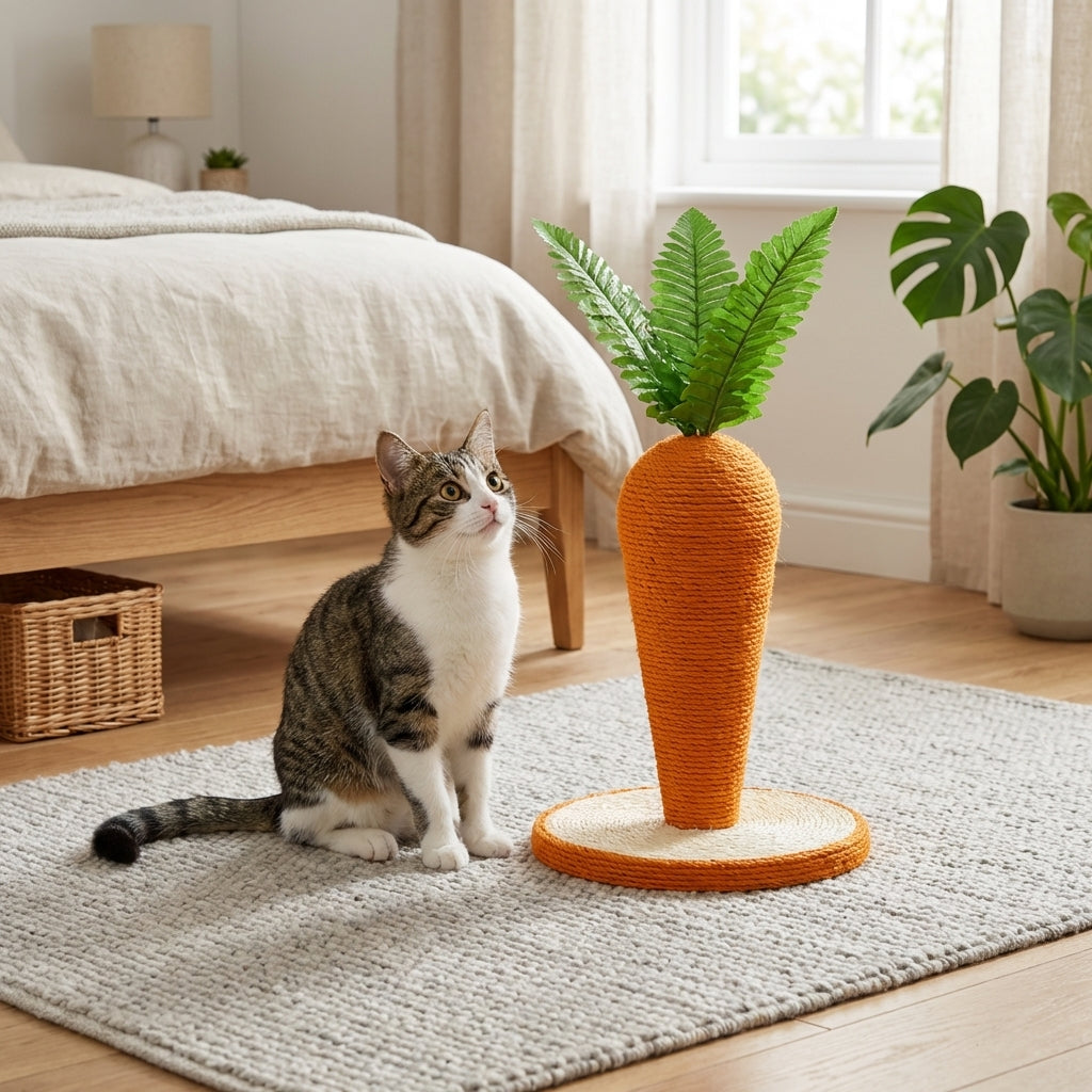 Tiragraffi a forma di carota in corda di sisal per gatti da casa | Lersk