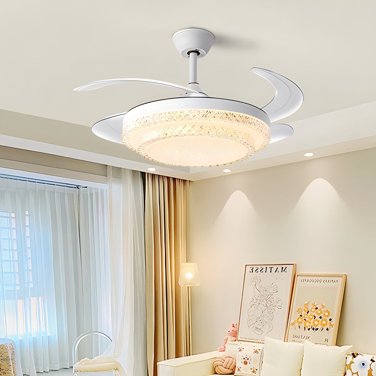 Luz de ventilador de techo tipo hugger con control remoto y regulable | Lersk