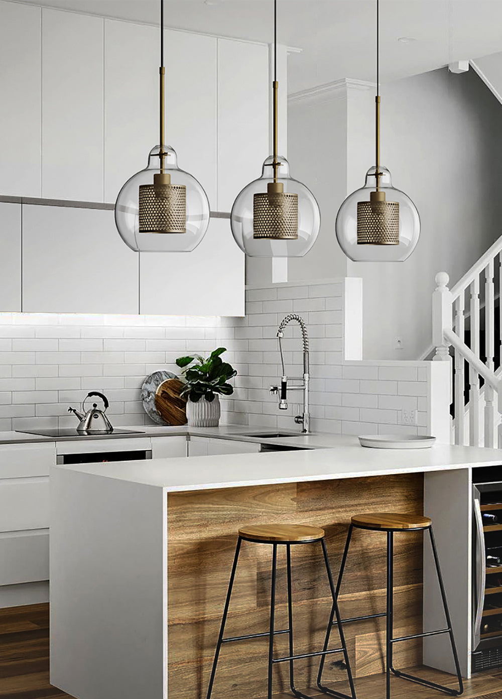 Chiswick Glass Pendant Light for Kitchen Island | Lersk