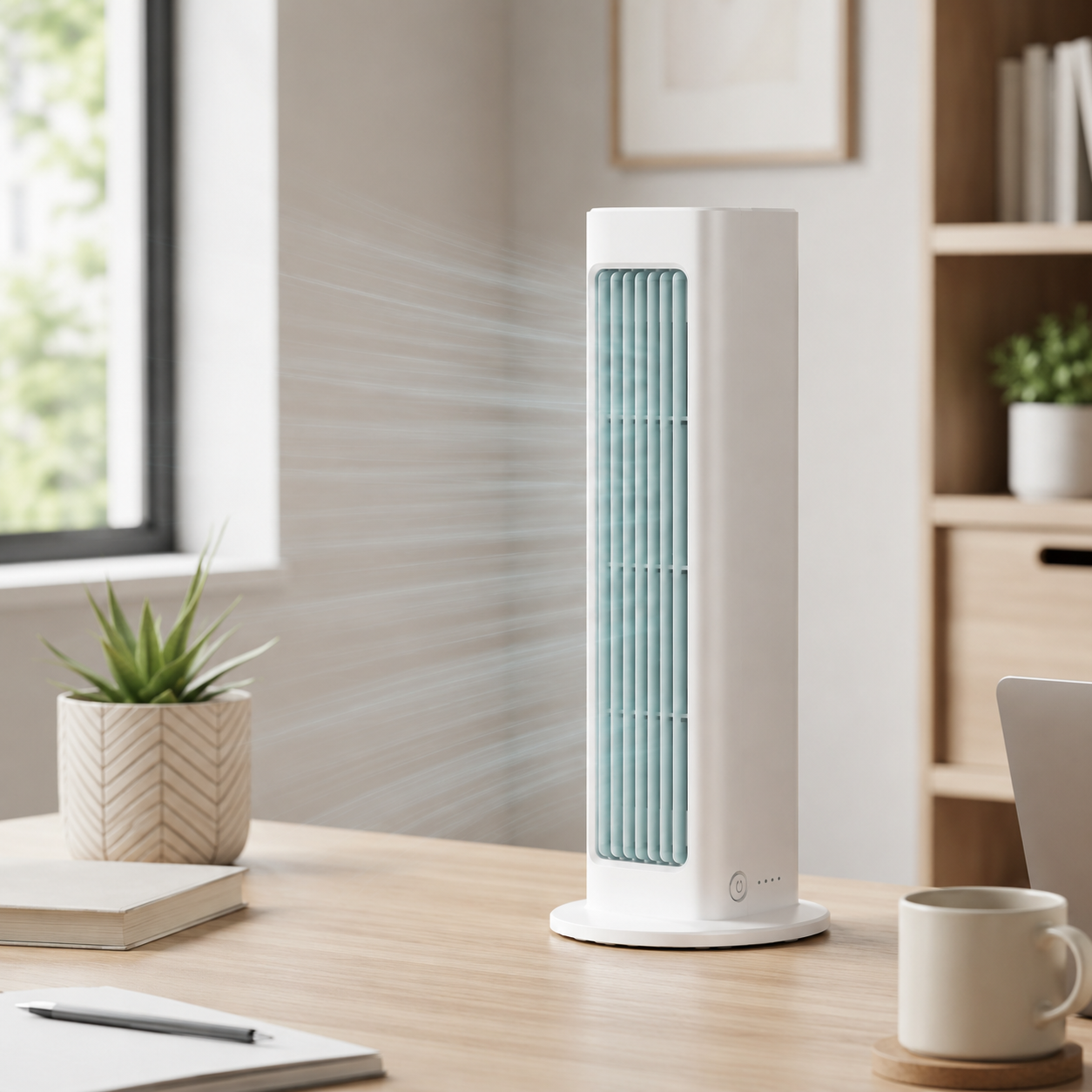Přenosný věžový ventilátor s chlazením, tichý, kompaktní, s oscilací | Lersk