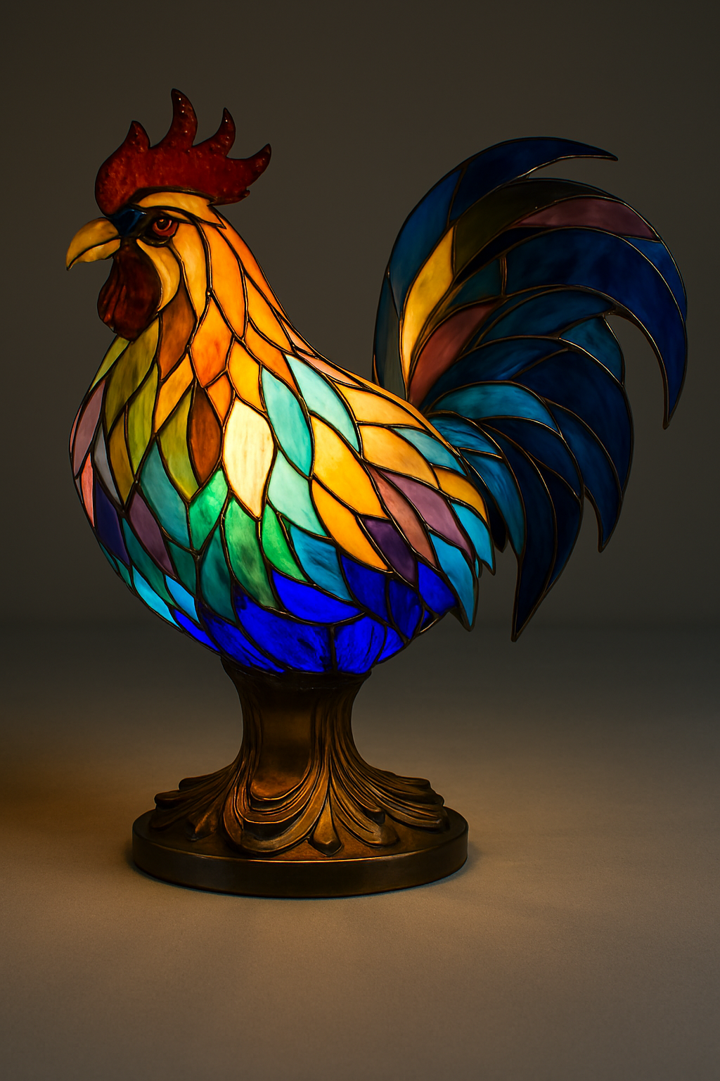 Lámpara de mesa de vidrio emplomado con diseño de animal para decoración del hogar y exhibición en estantes, acento de iluminación elegante | Lersk