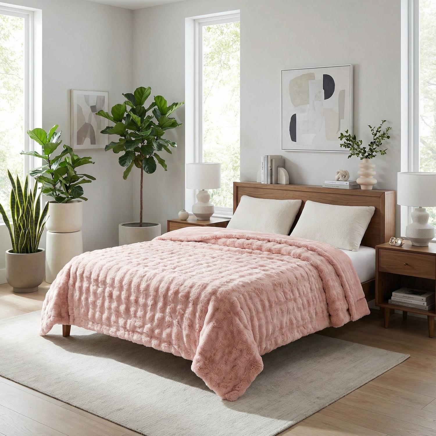 Soft Coral Flannel Kanin Plys Tæppekollektion | Lersk