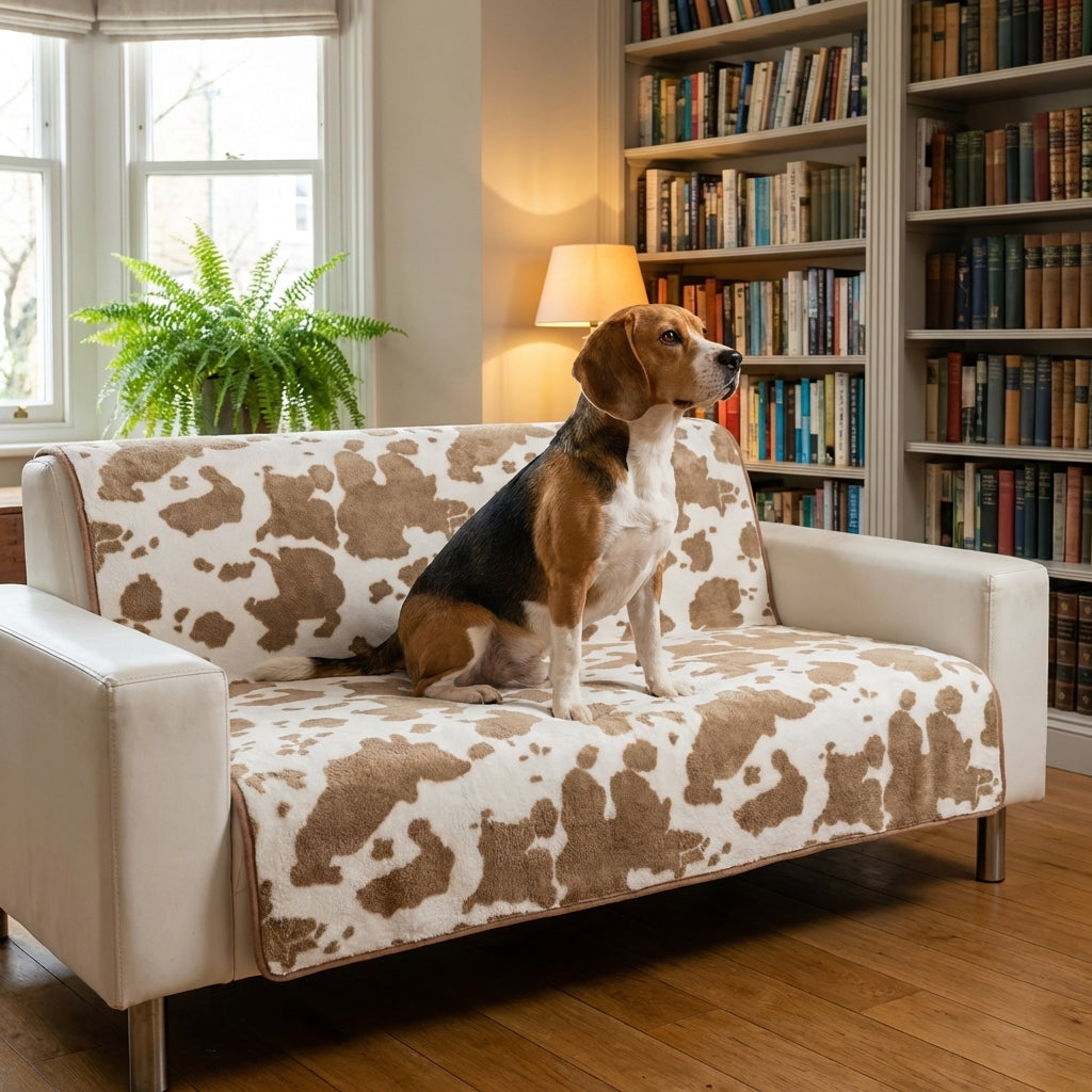 Cow Print Plush Pet Blanket Non-Slip Backing 2 Sizes | Lersk