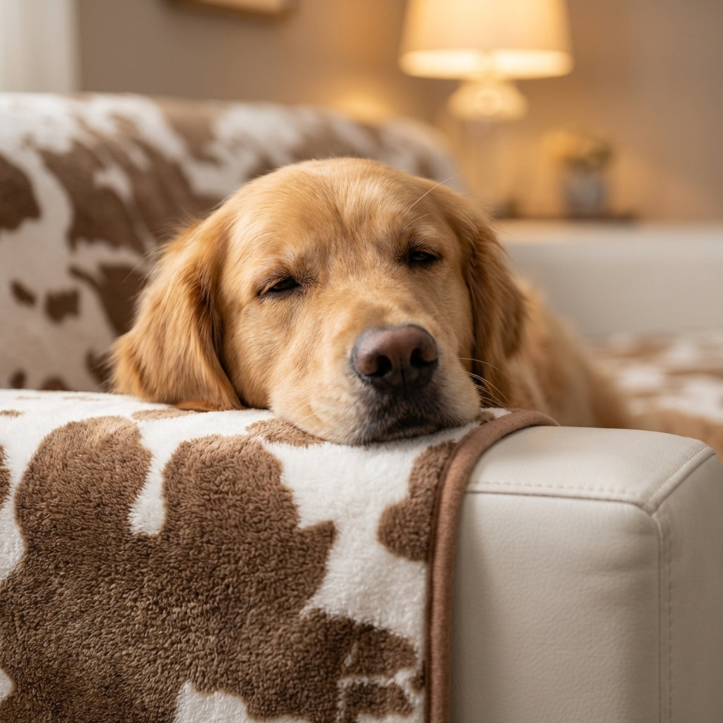 Cow Print Plush Pet Blanket Non-Slip Backing 2 Sizes | Lersk