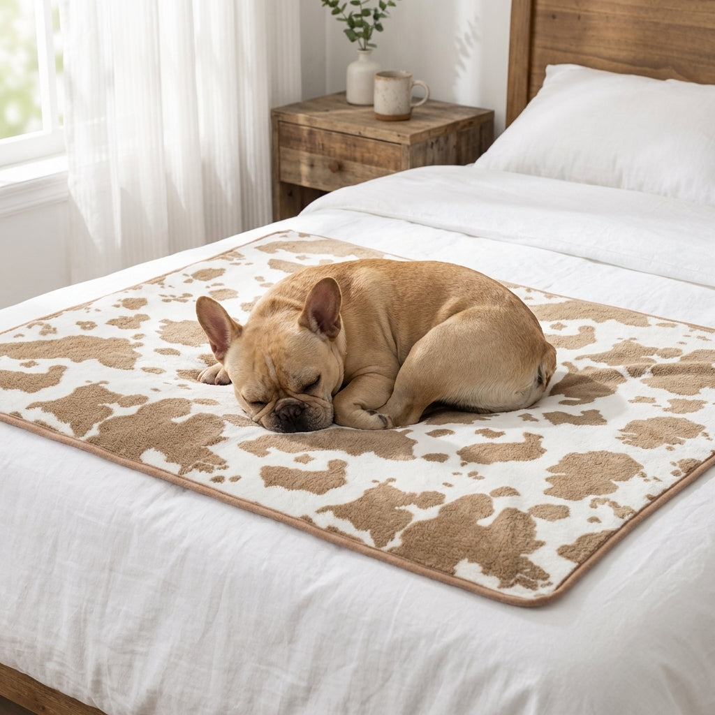 Cow Print Plush Pet Blanket Non-Slip Backing 2 Sizes | Lersk
