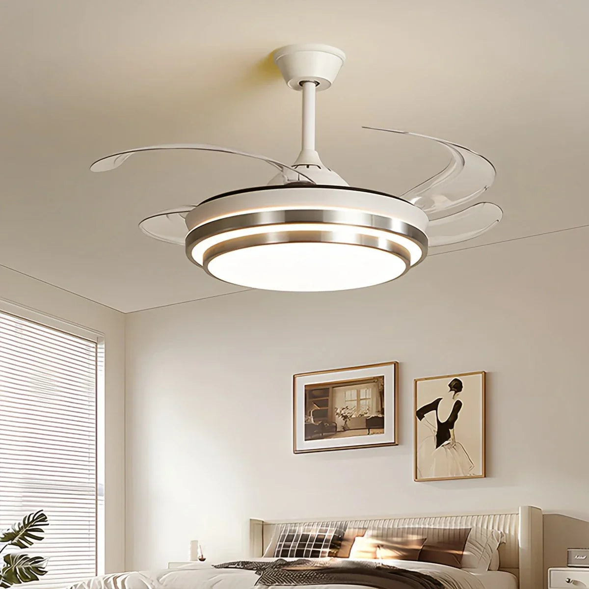 Moderní bílý stropní ventilátor se světlem | Lersk